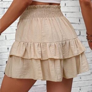 Waist Ruffle Hem Wide Leg Shorts